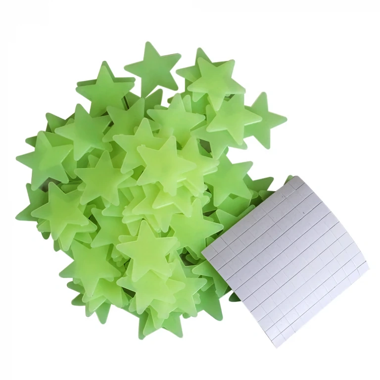 100 fosforescuojančių žvaigždžių paketas, idealus vaikų kambariui