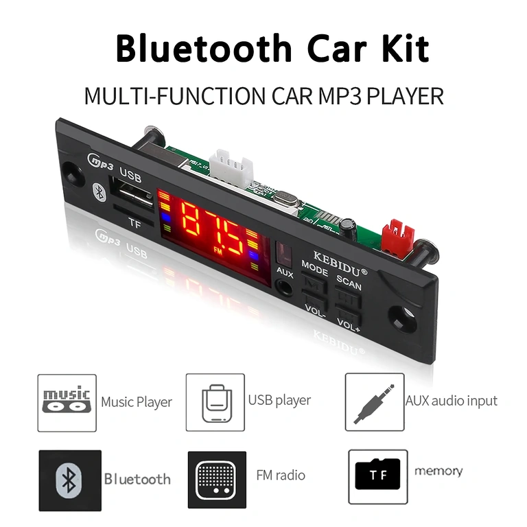 Bluetooth garso modulis automobiliui, maitinimas 12V