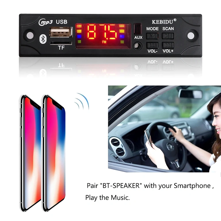 MP3 grotuvas automobiliui su SD, USB, FM radiju ir nuotoliniu pultu
