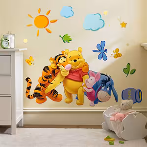 Dekoratyvinis sienos lipdukas su Winnie the Pooh ir draugais – Vaikų kambario lipdukas, animacija