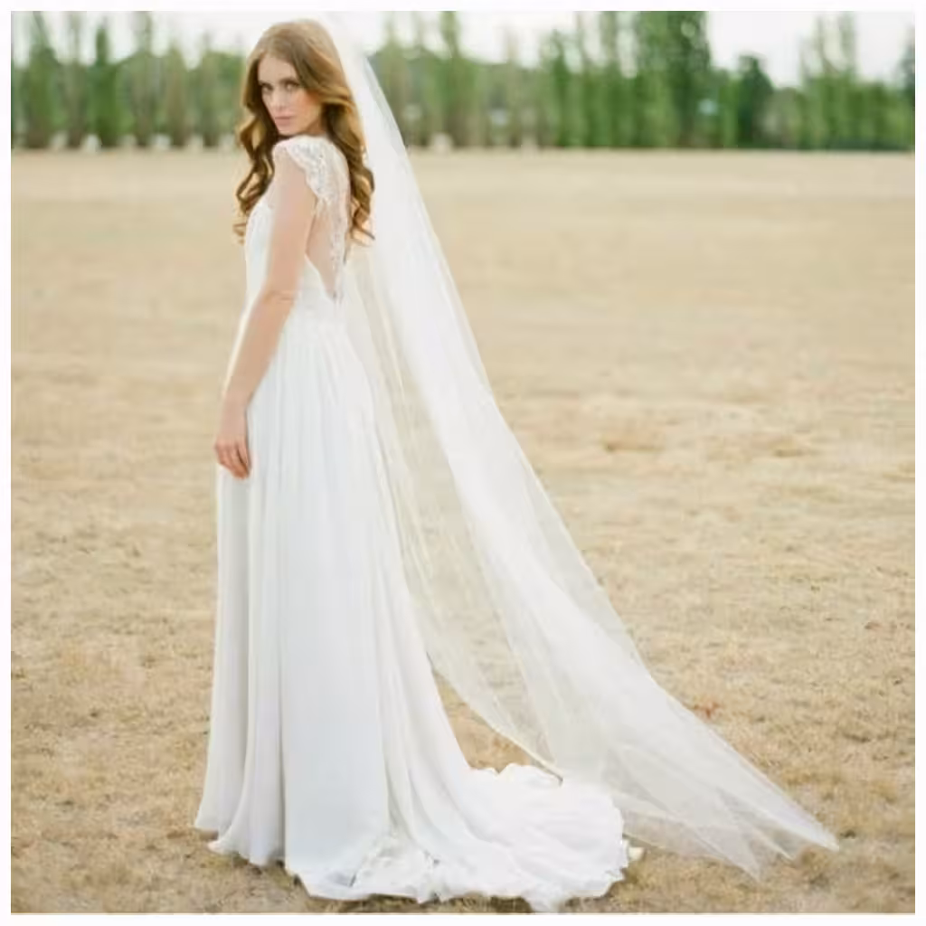 Ilgas 2 metrų nuotakos skraistė su šukomis – Paprasta, bažnyčiai ir katedrai 2025