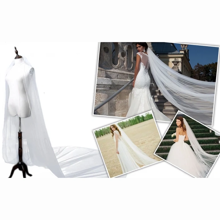 Princesės stiliaus nuotakos šydas Ilgas baltas šydas, suteikiantis nuotakai elegancijos ir paslaptingumo