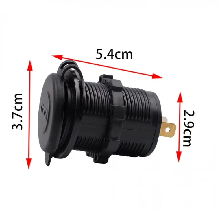 USB lizdas su 2 portais skydeliui USB lizdas su dviem jungtimis montavimui ant automobilio, motociklo ar valties panelės