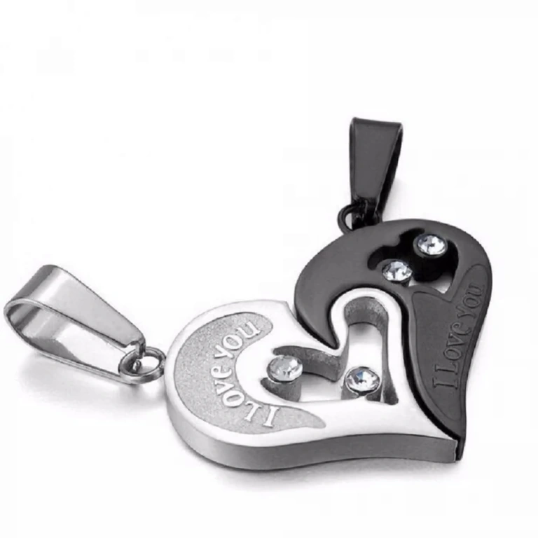 Dvi grandinėlės su širdies pakabukais, tinkamos poroms