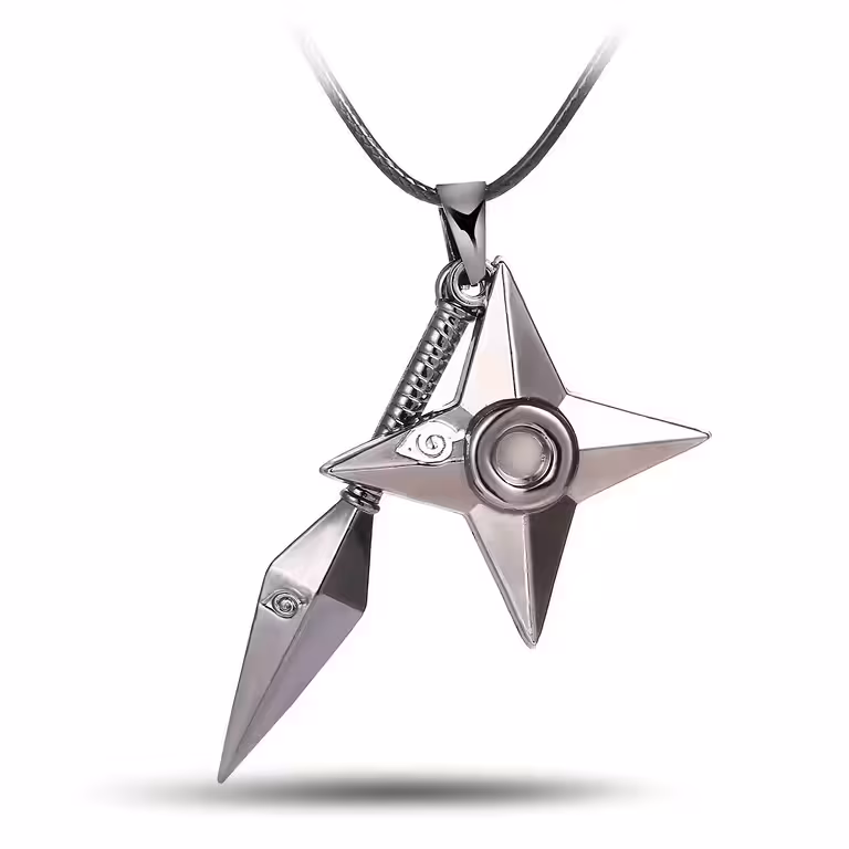 Naruto Uzumaki cosplay grandinėlė su Kunai ir Shuriken – Anime aksesuaras