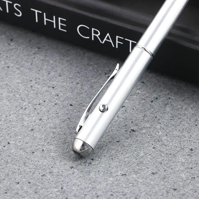 Sidabrinis rašiklis su integruota šviesa žinutėms tamsoje