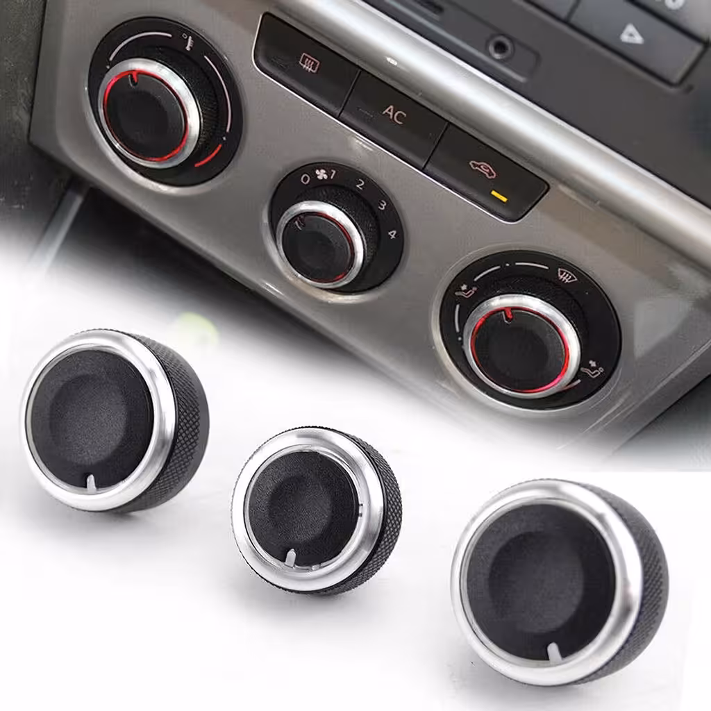 VW Golf 5 6 Passat B6 B7 Skoda Octavia 2 klimato valdymo mygtukų rinkinys 3 vnt – Aliuminis