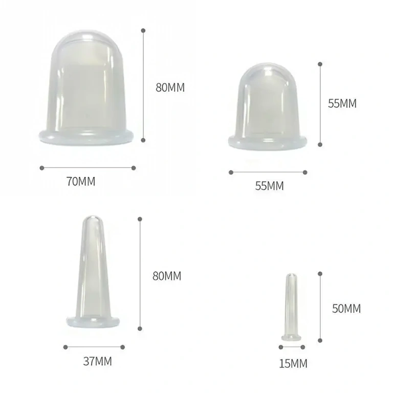 4 silikoninių ventuzių rinkinys kūnui ir veidui 4 silikoniniai puodeliai įvairių dydžių universaliam naudojimui