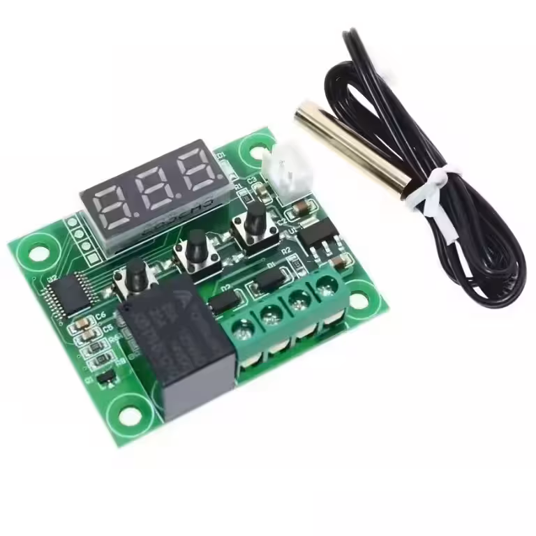 Universalus skaitmeninis termostatas 12V W1209 su 20A relė ir temperatūros jutikliu