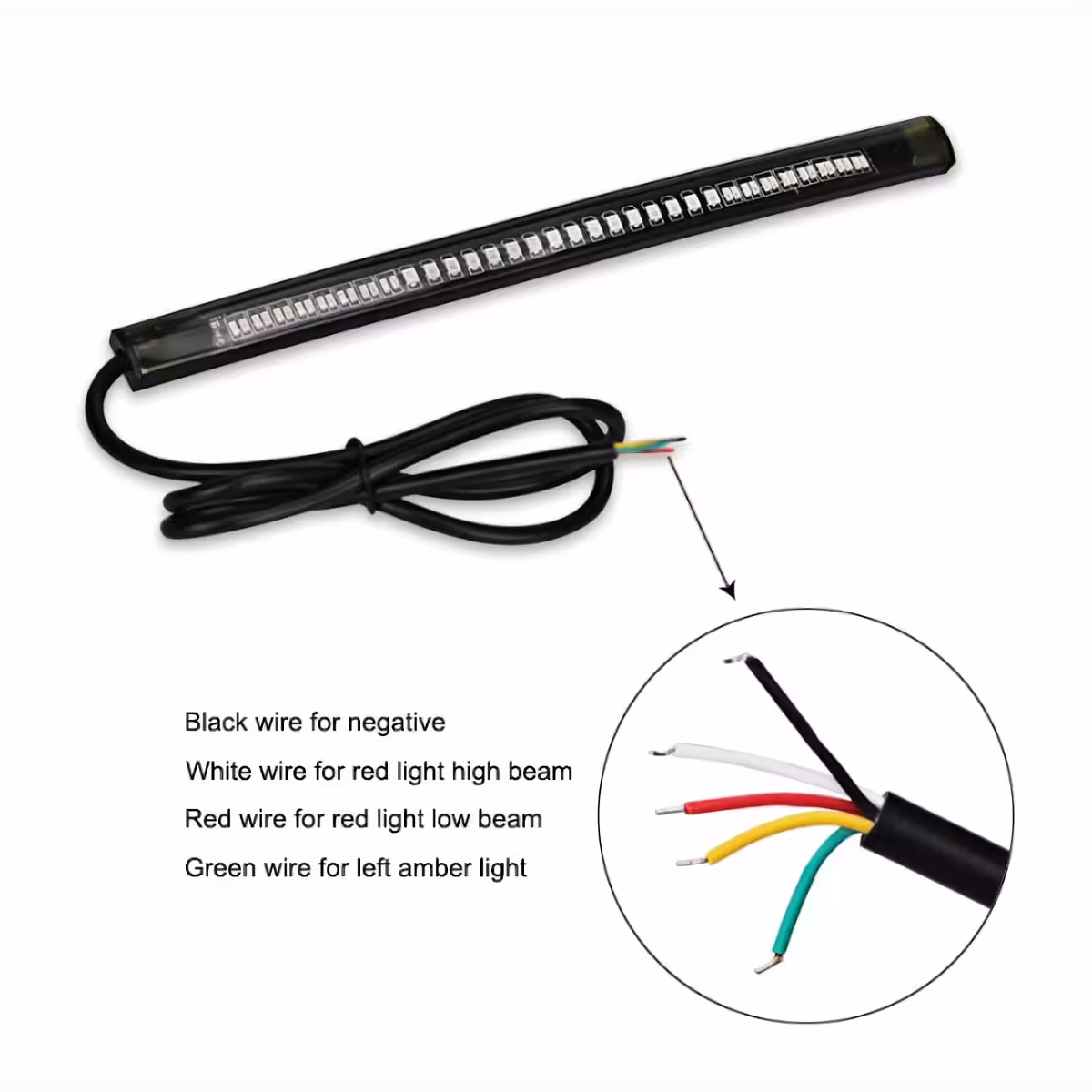 Daugiafunkcinė šviesos juosta posūkiams ir stabdžiui