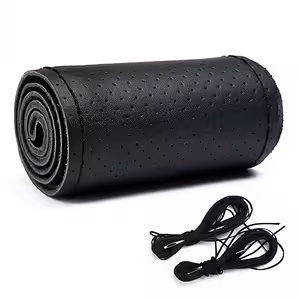 Natūralios odos perforuota universali vairas apdaila su siūlu ir adata