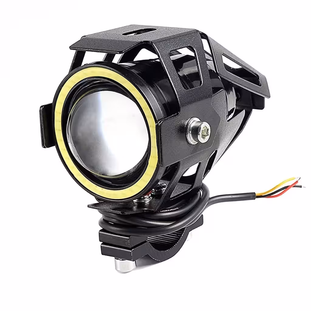 U7 Angel Eyes LED motociklo projektorius – Universalus žibintas 12–85V motociklui, ATV, elektriniam paspirtukui