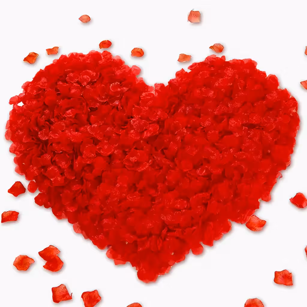 Dirbtinės raudonos rožių žiedlapiai – 500 vnt, romantiškam dekorui, vestuvėms ir Valentino dienai