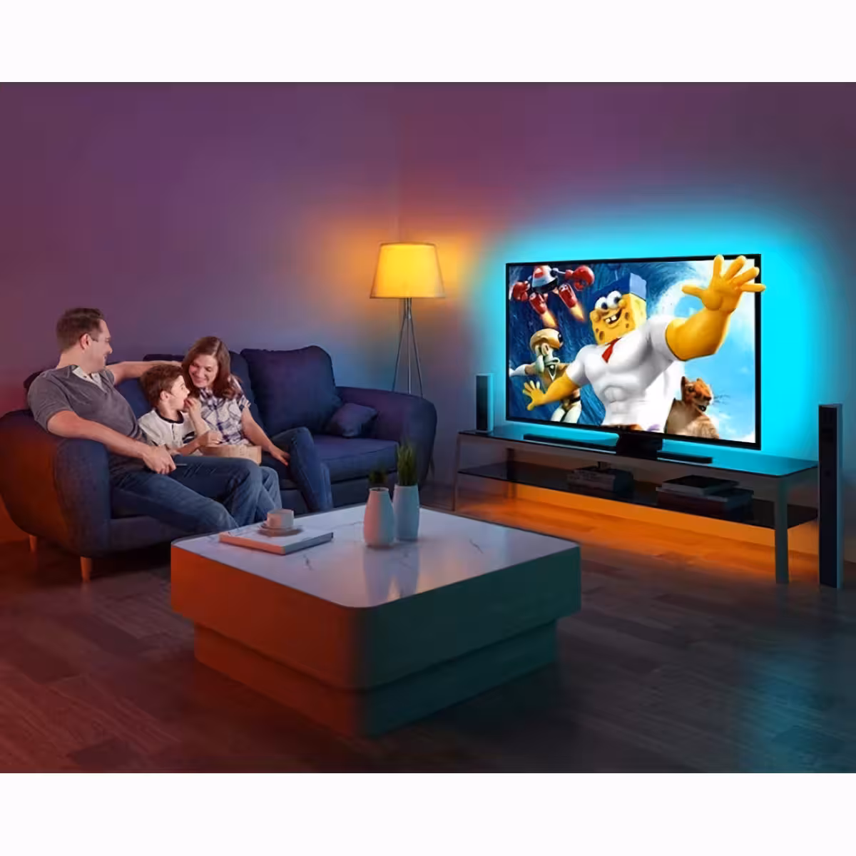 RGB LED aplinkos apšvietimas per USB televizoriui ar monitoriui, lengva montuoti