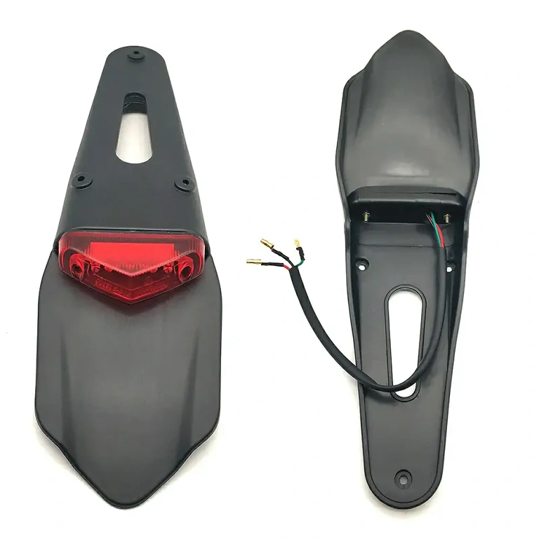 Sparno + galinio žibinto rinkinys off-road motociklui Pilnas galinio sparno rinkinys su LED stabdžių žibintu motociklui