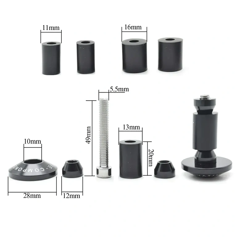 Vairo galvutės su gumos įdėklais Rankenų užbaigimai su 3 dydžių tarpikliais tiksliai tvirtinti