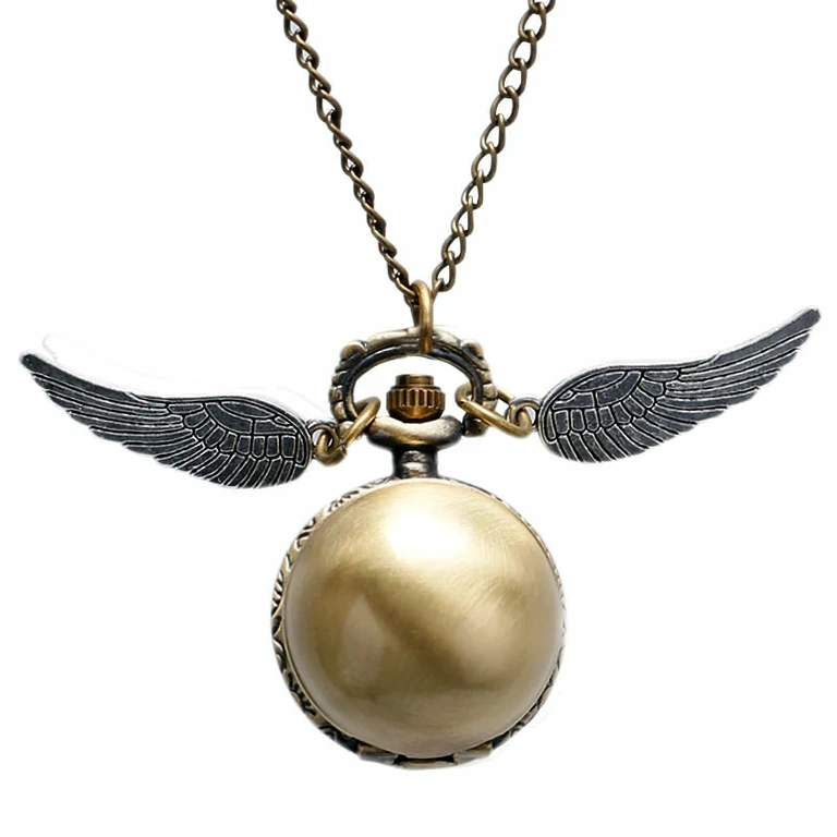 Atidarytas Snitch laikrodis – kvarcinis mechanizmas Atviras pakabukas laikrodis su matomais skaičiais – Harry Potter Golden Snitch modelis