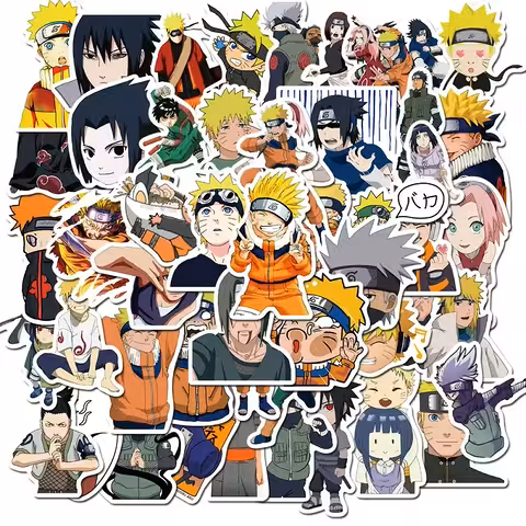 Naruto Shippuden anime lipdukai – 50 vnt atsparių PVC lipdukų nešiojamam kompiuteriui, dviračiui, riedlentei ir konsolėms