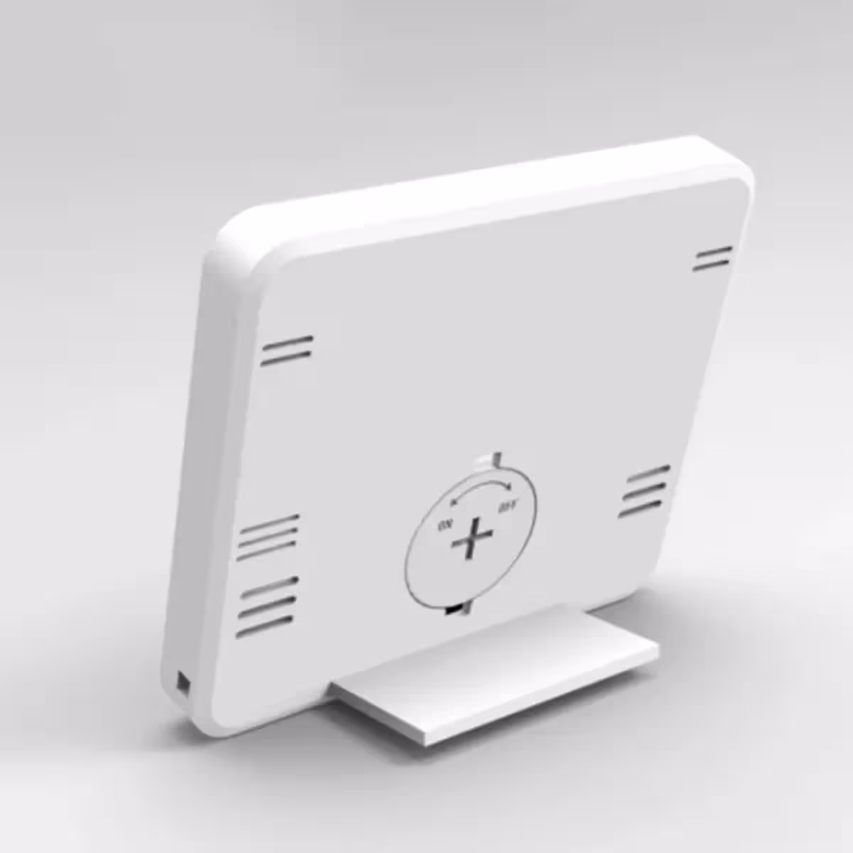 Skaitmeninis termometras ir higrometras kompaktišku dizainu, baltos spalvos