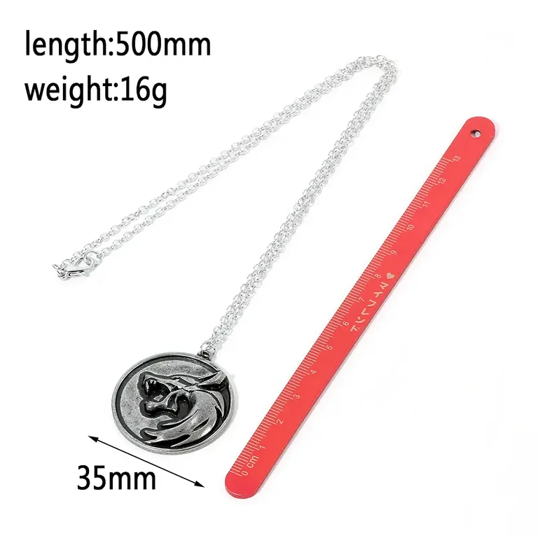 The Witcher dovanų rinkinys – grandinėlė + pakabukas Witcher tematikos dovanos rinkinys, vilko galvos pakabukai, aukštos kokybės