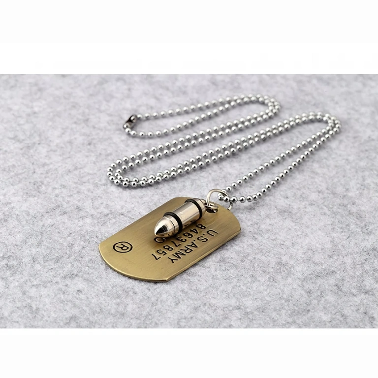 Grandinėlė su metaline kulka, militaristinio stiliaus, vyriškas dizainas