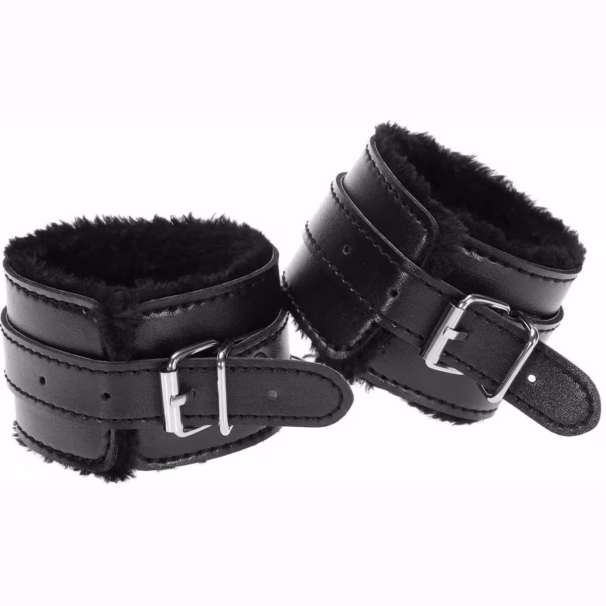 Elegantiškos juodos odinės antrankės, idealios vaidmenų žaidimams ir dominavimui