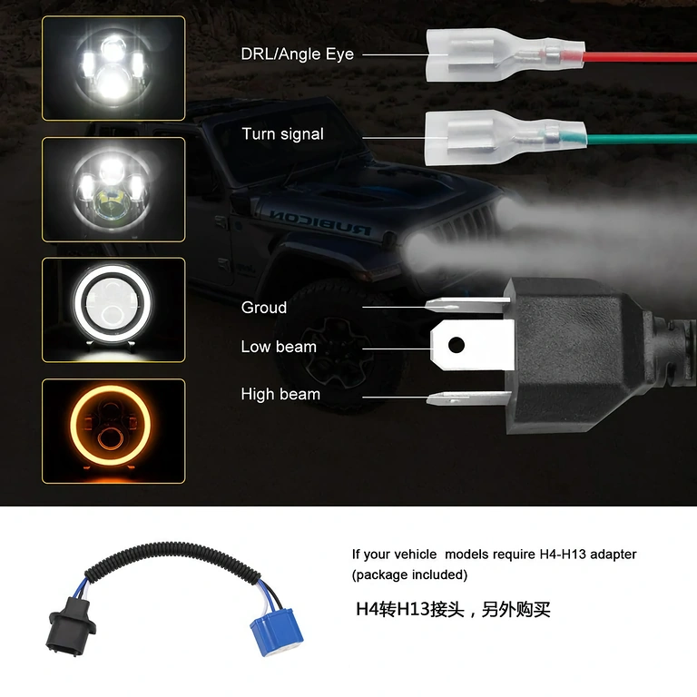 7" apvalus LED žibintas Harley FLD, Touring, Softail (1991–2013)