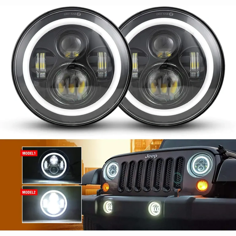 Jeep halo LED žibintas su artimosios/ilgosios šviesos ir posūkio funkcija