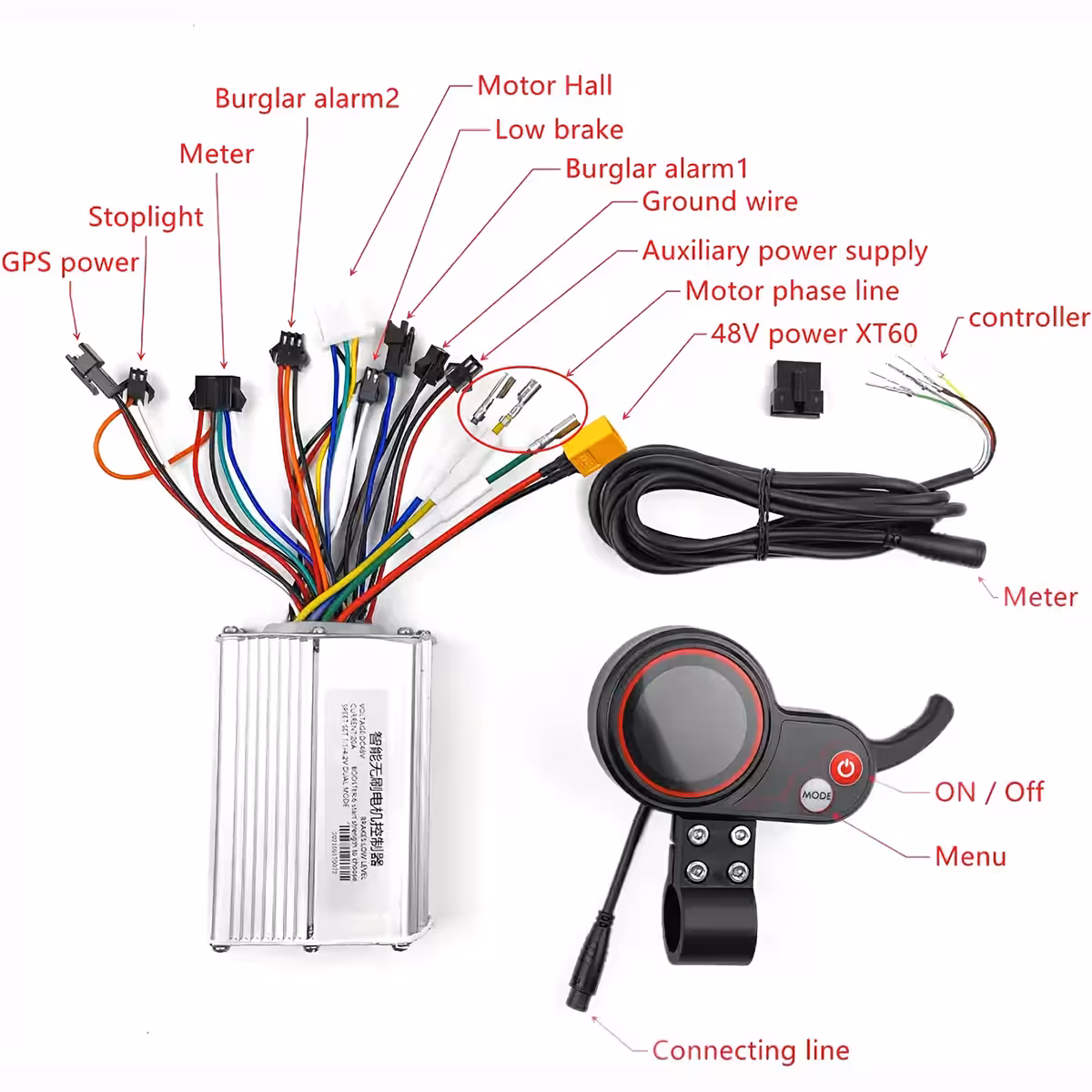 Pilnas 48V valdiklio komplektas su akseleratoriaus svirtimi elektriniam paspirtukui