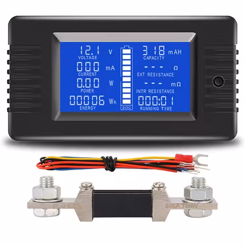 Saulės energijos skaitiklis DC 0–200V 100A/300A – voltmetras, ampermetras su LCD ekranu fotovoltiniam skydeliui