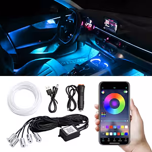 6 metrų RGB neoninė lanksti juosta automobilio aplinkos apšvietimui su valdymu per programėlę