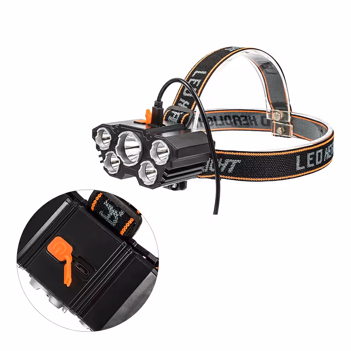 Tvirtas priekinis žibintas su 18650 akumuliatoriumi ir USB įkrovimu