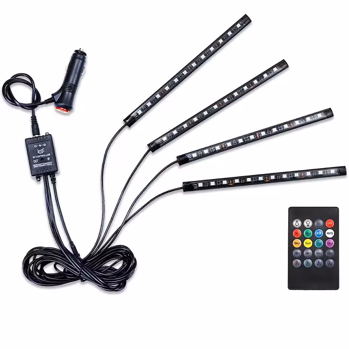 Daugiaspalvė RGB apšvietimo juosta automobiliui