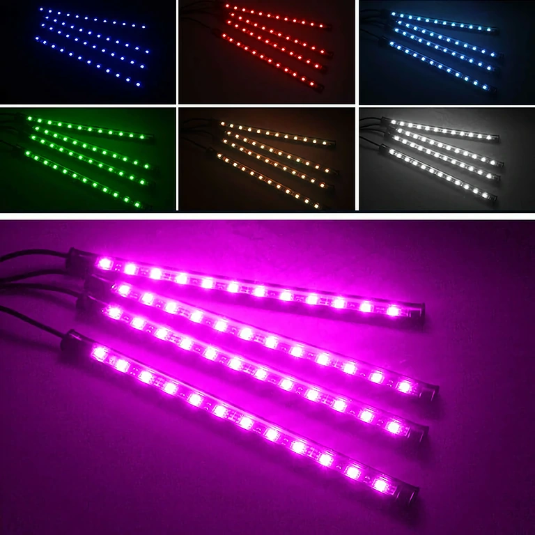 Automobilio aplinkos apšvietimo žibintai RGB ambientinės LED šviesos automobilio patogumui