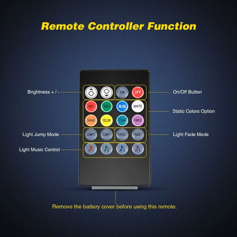 Automobilio RGB LED juosta su nuotolinio valdymo pultu Automobilio interjero apšvietimo rinkinys su pulteliu ir spalvų pasirinkimu