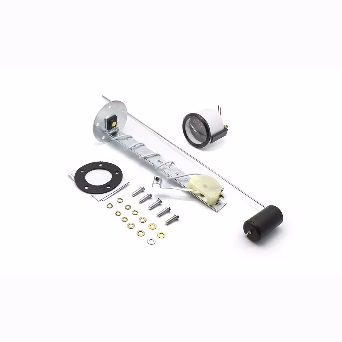 Įrenginys su plūduriuojančiu sensoriumi kuro lygiui matuoti bake