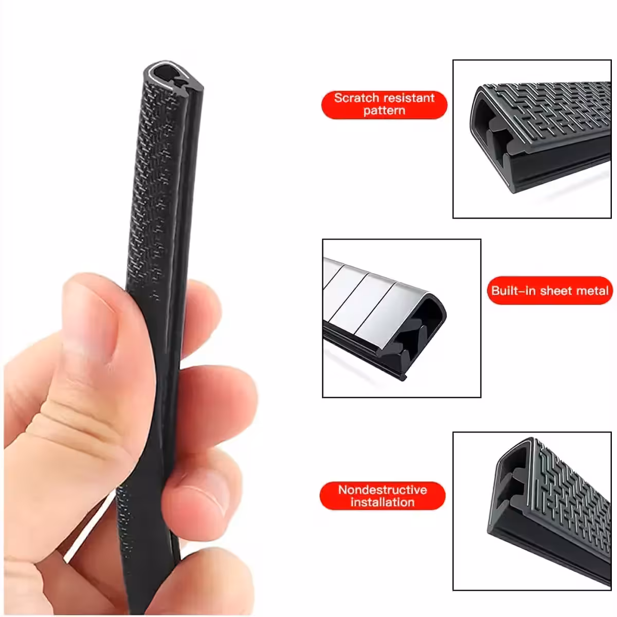 Guminė juosta su metaline intarpų durų apsaugai