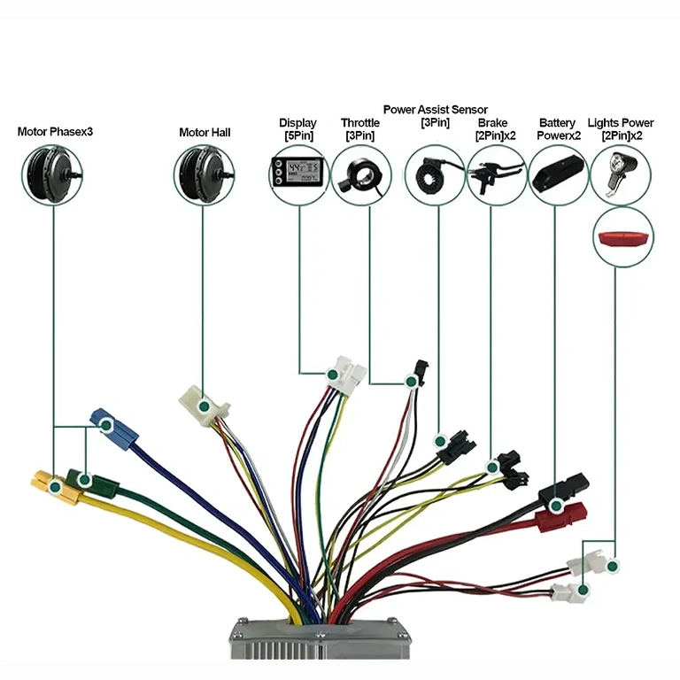 Valdiklis suderinamas su 48V baterijomis paspirtukams