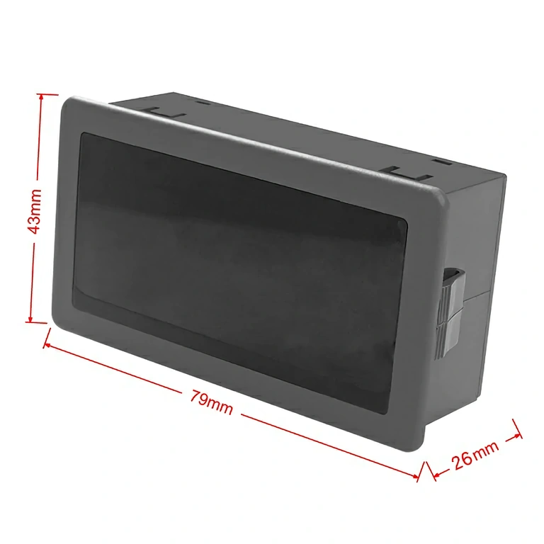 Skaitmeninio tahometro priekiniai matmenys Išorinių takometro matmenų nuotrauka