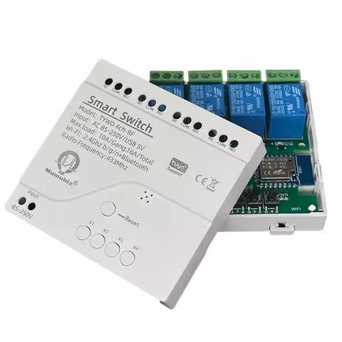 WiFi protinga 4 kanalų relė – Tuya smart jungiklis 220V su nuotolinio valdymo pultu