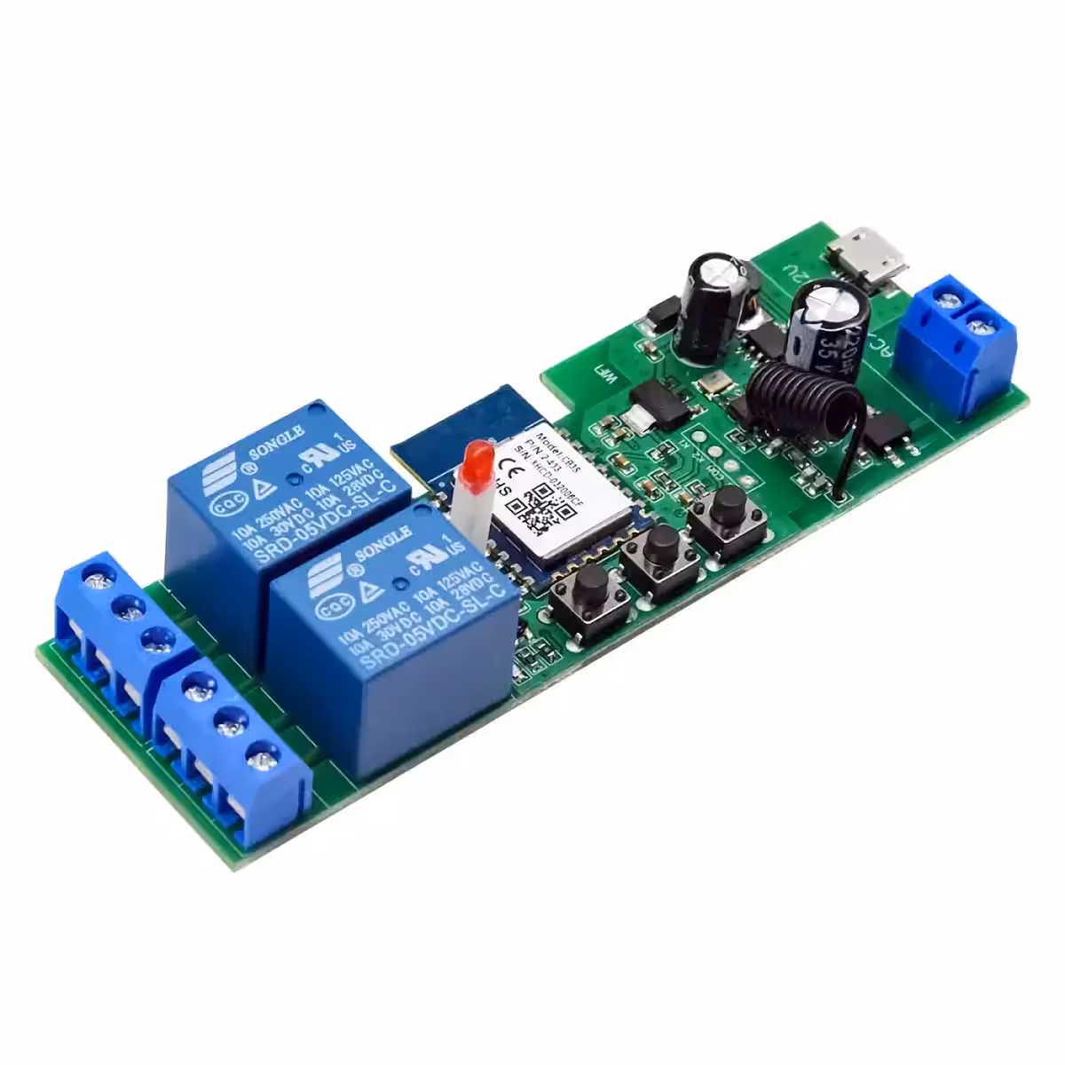 Belaidis jungiklis su dviem kanalais elektriniams įrenginiams valdyti