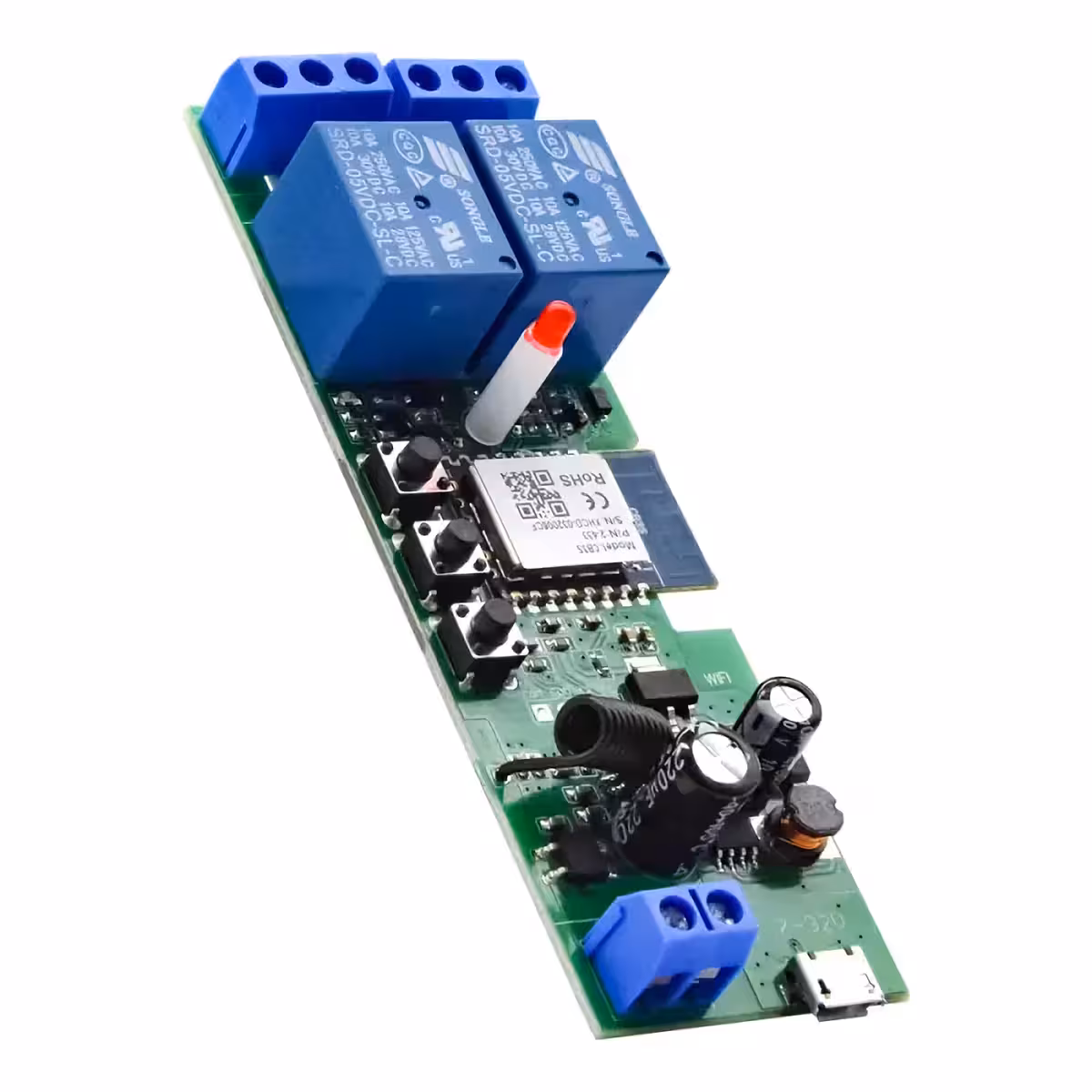 Inching funkcija su reguliuojamu laikmačiu WiFi relėje su 2 kanalais