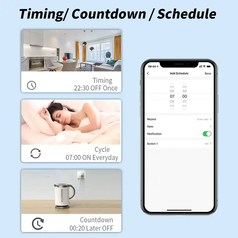 Išmanioji rozetė su programavimo funkcija automatinio valdymo tikslais