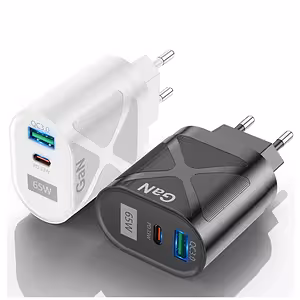 65W GaN USB-C & USB-A telefono ir planšetės įkroviklis – greitas PD/QC įkrovimas iPhone, Samsung, Android