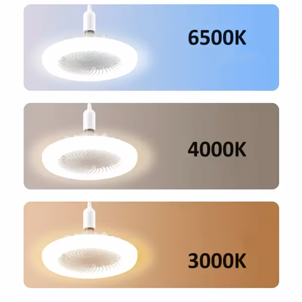 Lubų ventiliatorius su reguliuojama šviesos intensyvumo funkcija