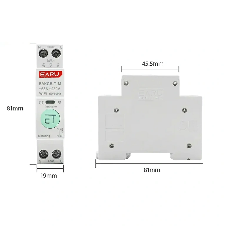 Elektros skaitiklis su apsauginiu dangteliu Šoninis skaitiklio vaizdas su apsauga jungties gnybtams