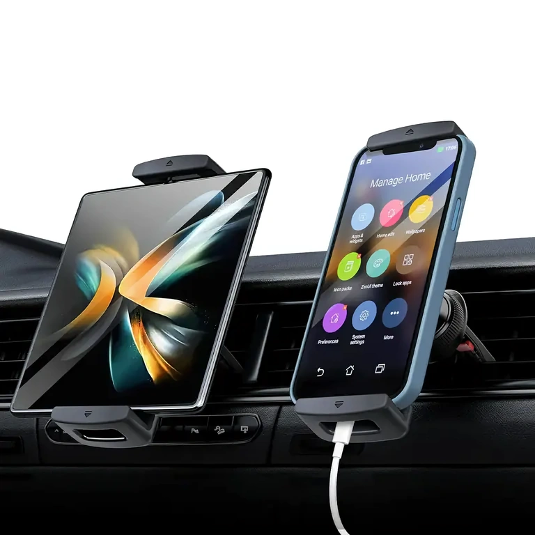 Reguliuojamas automobilinis planšetės laikiklis 7–12 colių, montuojamas ant ventiliacijos grotelių