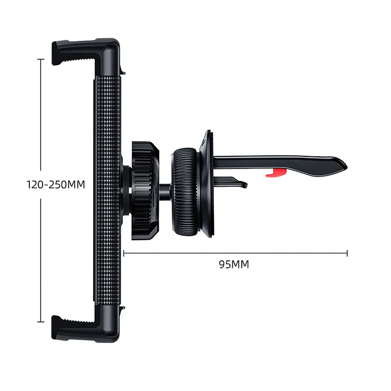 Kompaktiškas ir lengvas planšetės laikiklis, tvirtinamas ant ventiliacijos grotelių