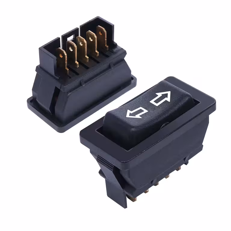 3 pozicijų DPDT jungiklis DC variklio poliariumo keitimui 12V/24V 20A