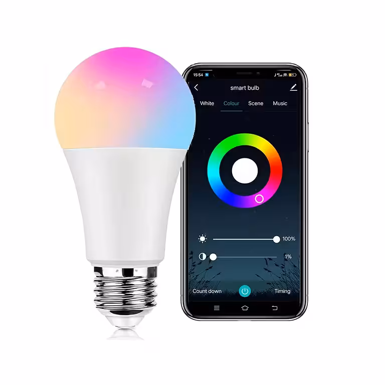 WiFi RGB Tuya išmanioji LED lemputė – spalvotas valdymas telefonu